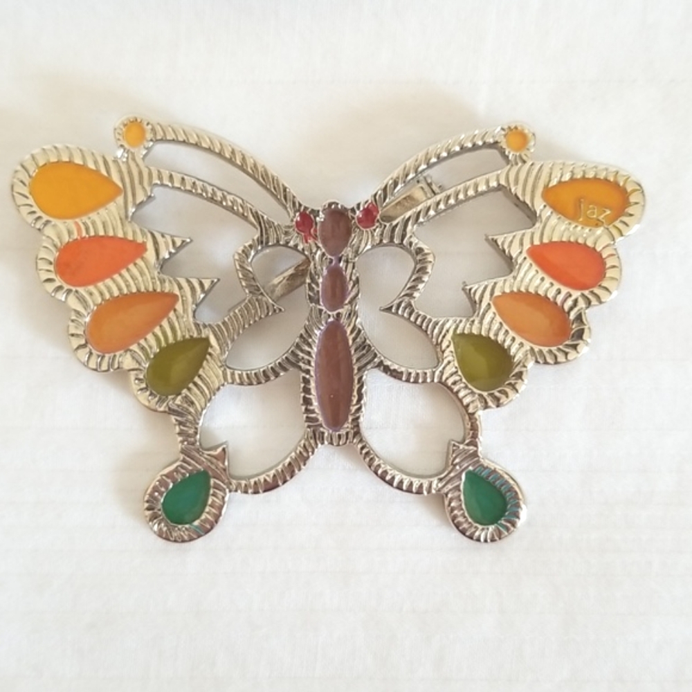 Vintage Jaz Silver Butterfly Brooch